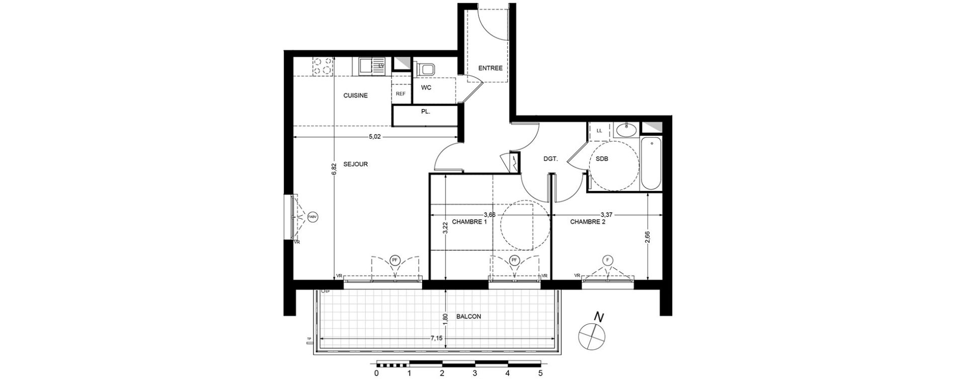 Appartement T3 de 67,15 m2 &agrave; Cagnes-Sur-Mer Centre