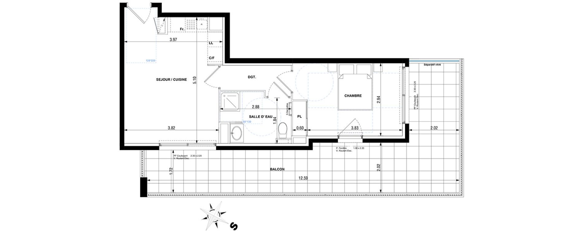Appartement T2 de 41,00 m2 &agrave; Cagnes-Sur-Mer Centre