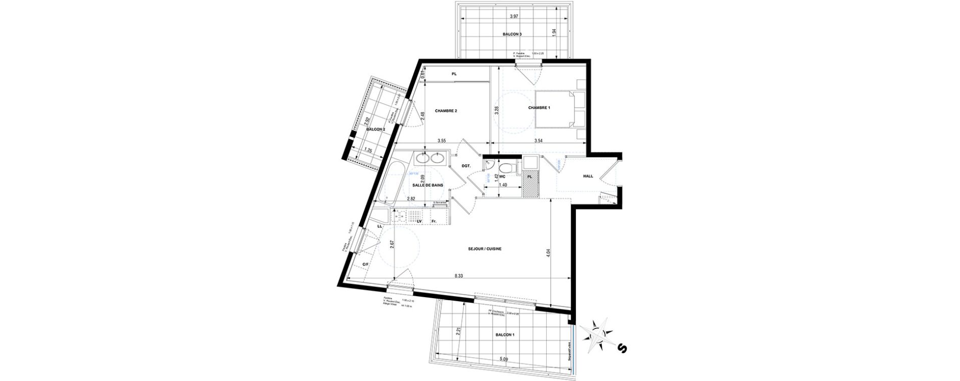 Appartement T3 de 61,50 m2 &agrave; Cagnes-Sur-Mer Centre