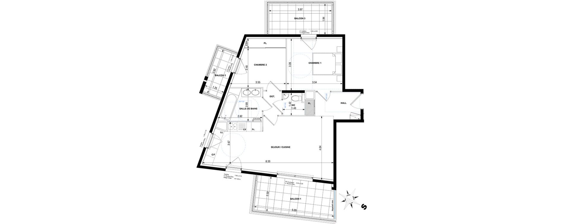 Appartement T3 de 61,50 m2 &agrave; Cagnes-Sur-Mer Centre