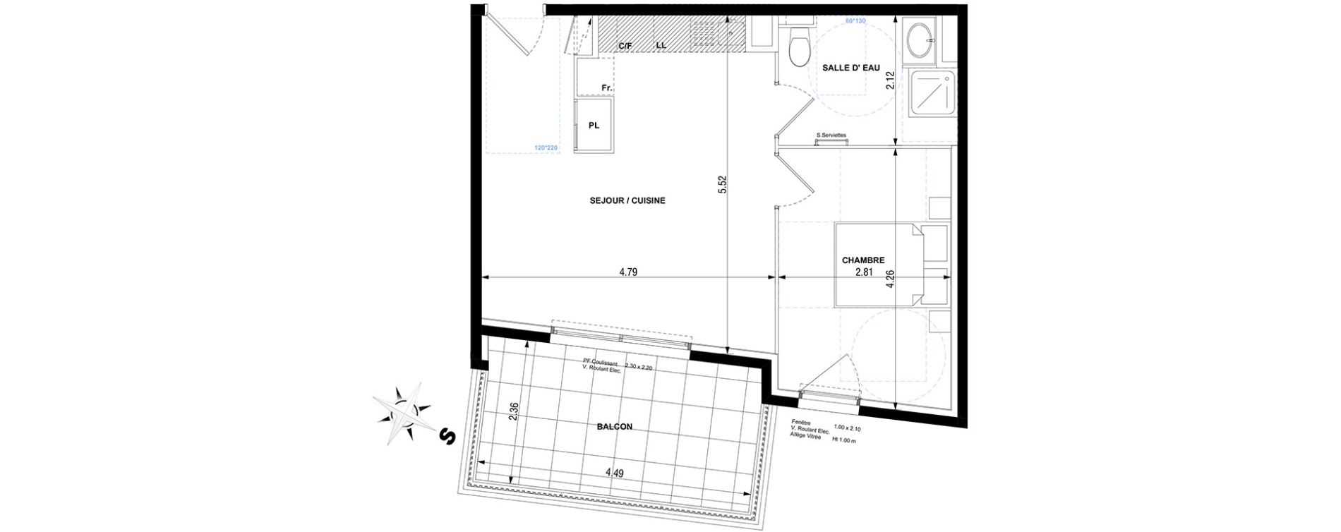 Appartement T2 de 41,60 m2 &agrave; Cagnes-Sur-Mer Centre