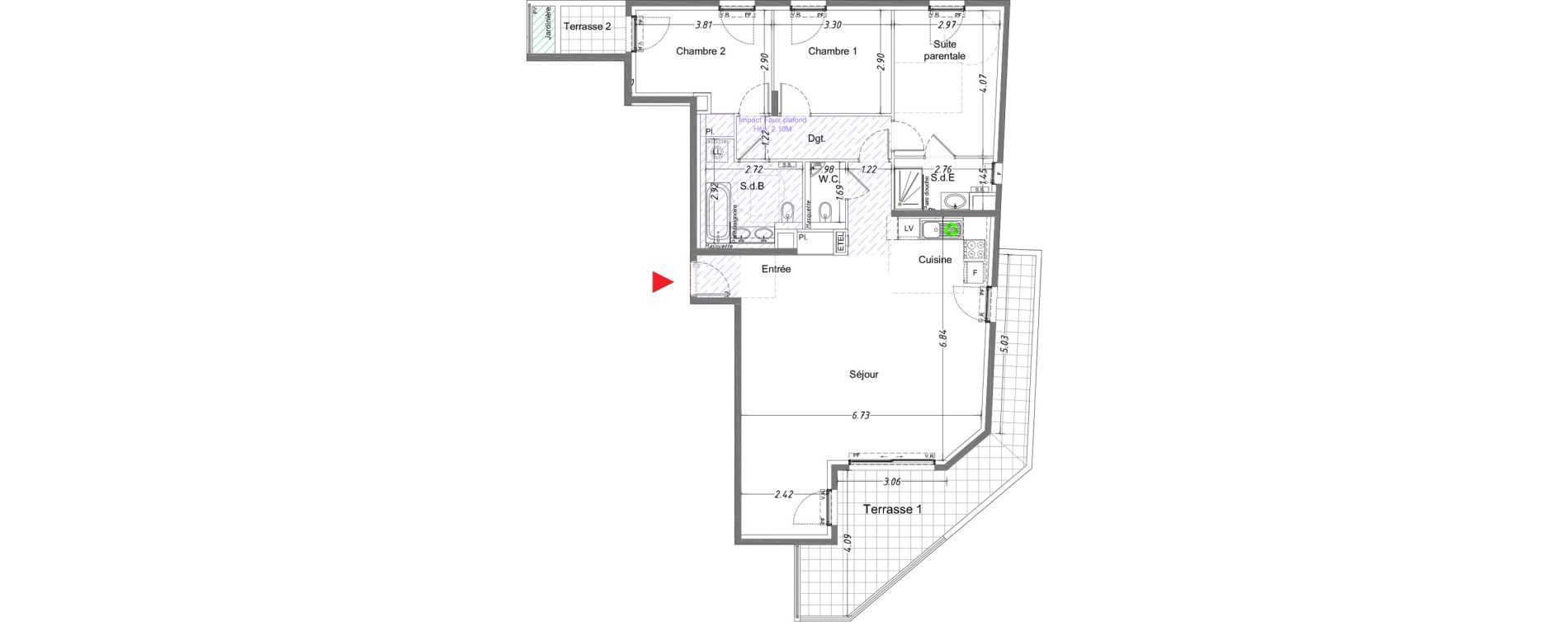 Appartement T4 de 101,37 m2 &agrave; Cagnes-Sur-Mer Le cros de cagnes