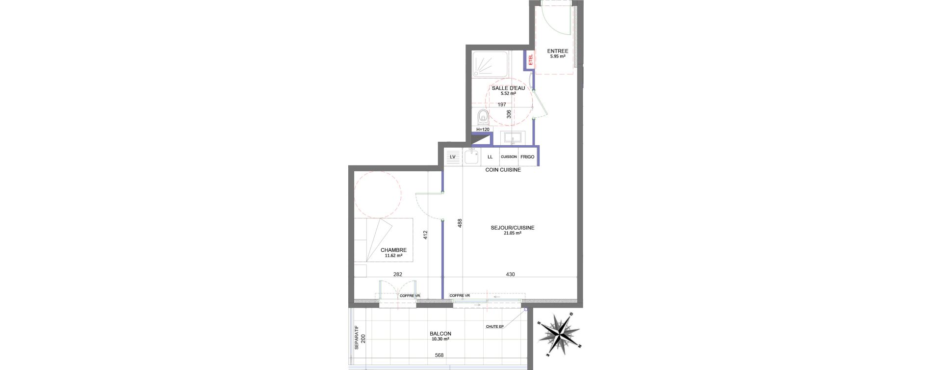 Appartement T2 de 44,14 m2 &agrave; Cagnes-Sur-Mer Centre