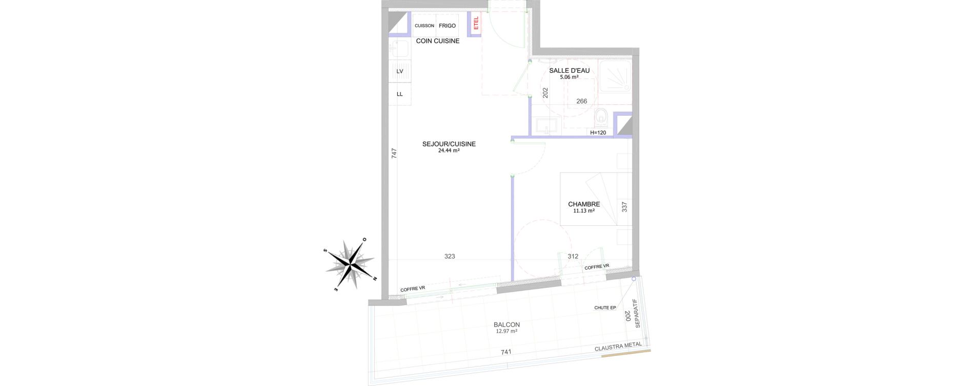 Appartement T2 de 40,63 m2 &agrave; Cagnes-Sur-Mer Centre