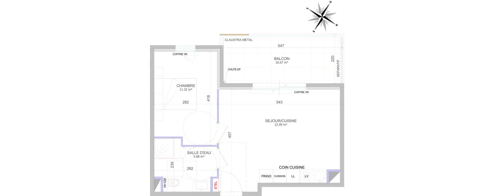 Appartement T2 de 39,99 m2 &agrave; Cagnes-Sur-Mer Centre