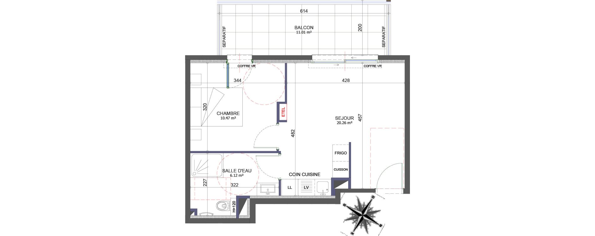 Appartement T2 de 36,88 m2 &agrave; Cagnes-Sur-Mer Centre