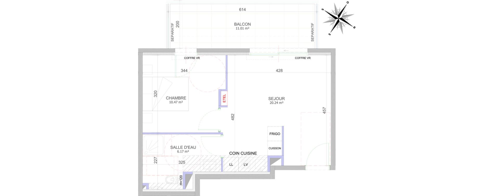 Appartement T2 de 36,88 m2 &agrave; Cagnes-Sur-Mer Centre