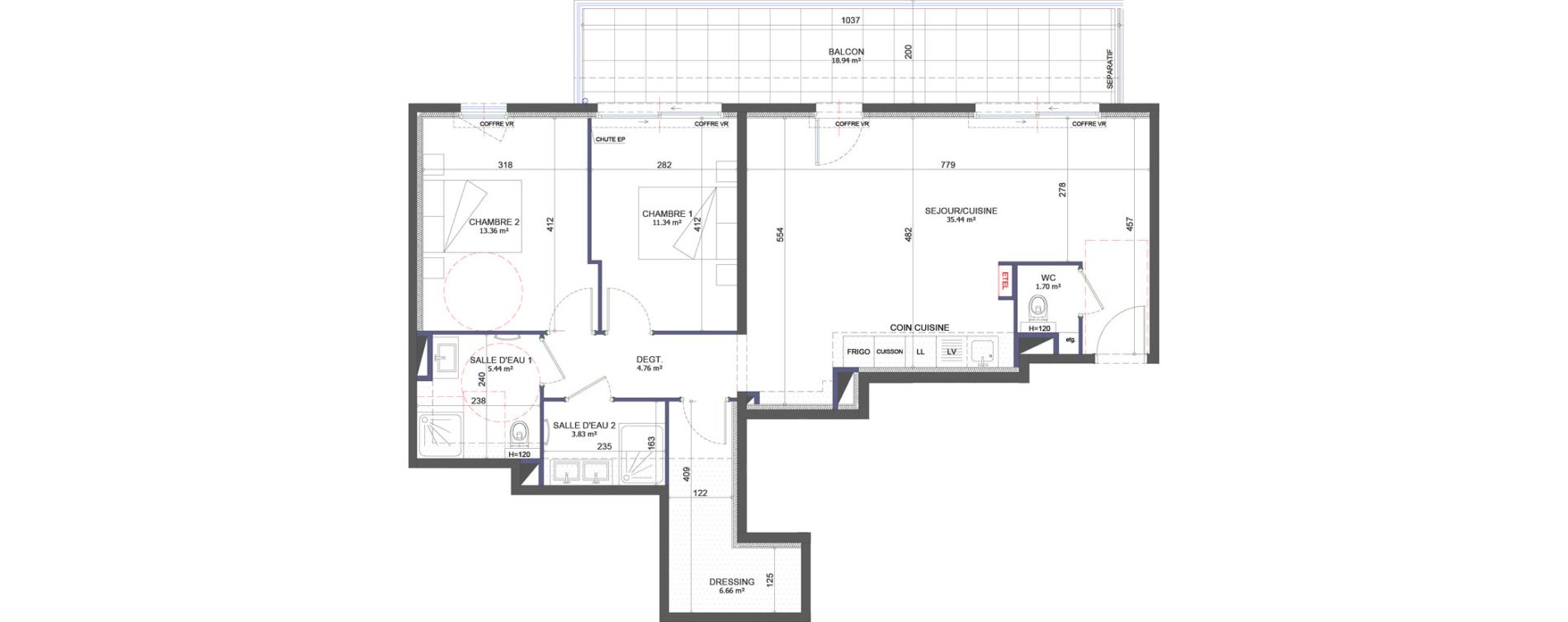 Appartement T3 de 82,53 m2 &agrave; Cagnes-Sur-Mer Centre