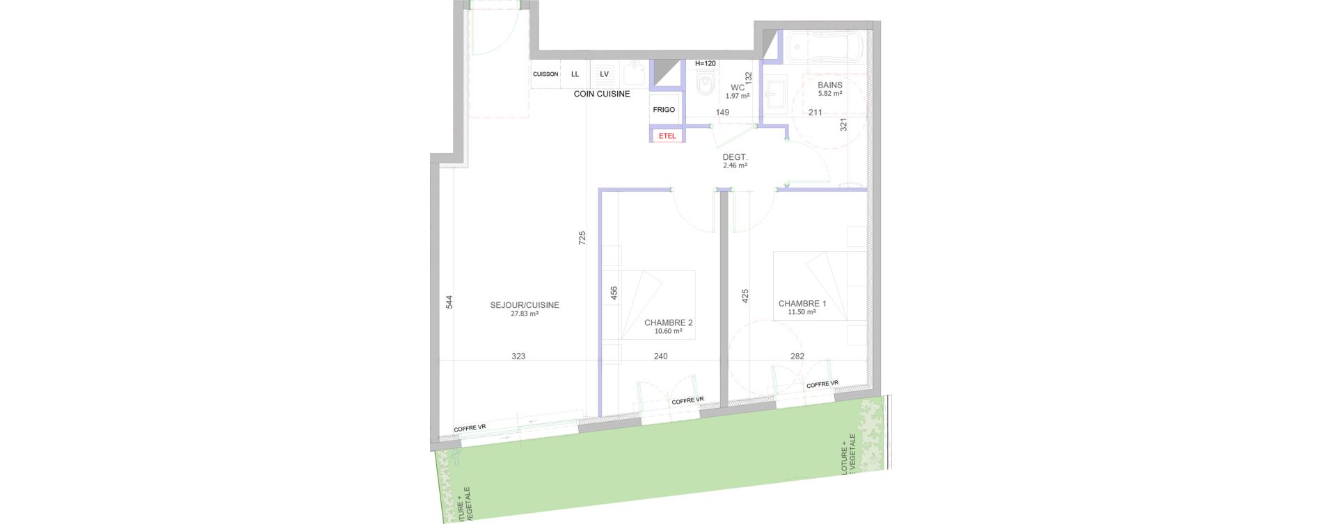 Appartement T3 de 60,18 m2 à Cagnes-Sur-Mer Centre