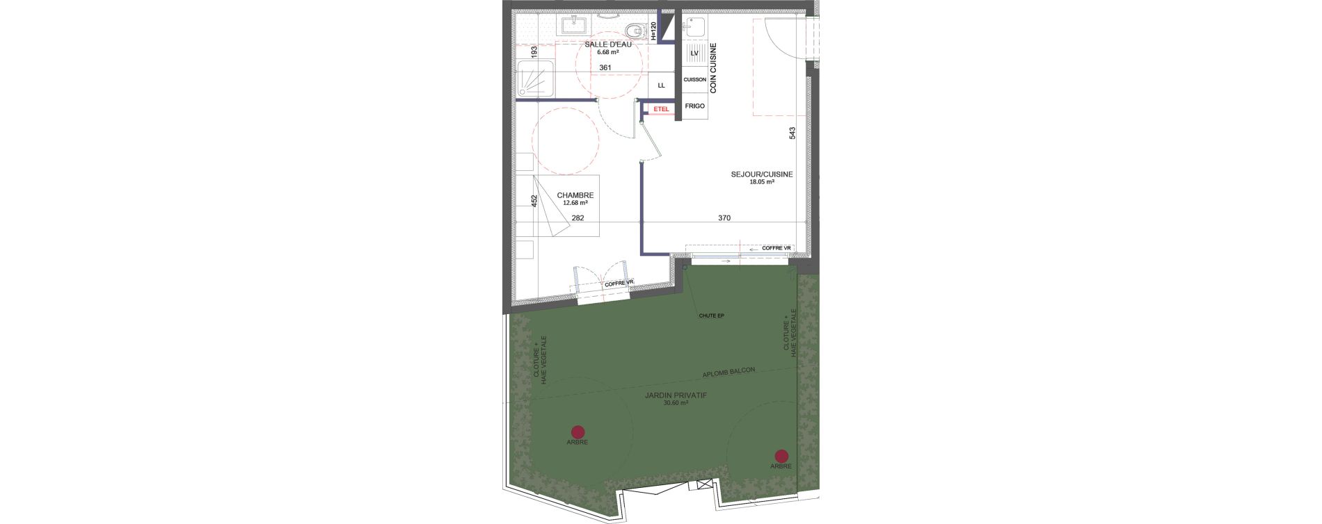 Appartement T2 de 37,41 m2 &agrave; Cagnes-Sur-Mer Centre