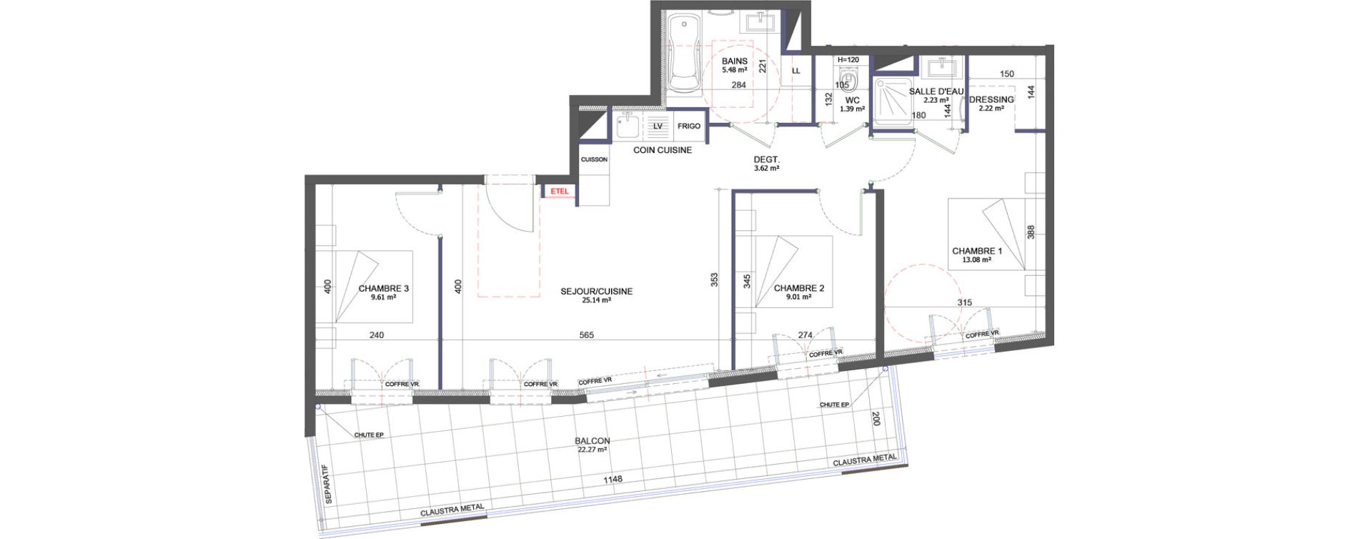 Appartement T4 de 71,78 m2 &agrave; Cagnes-Sur-Mer Centre