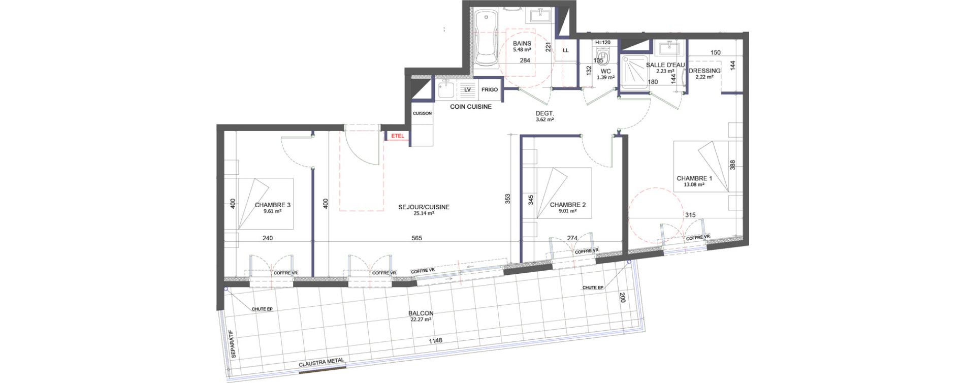 Appartement T4 de 71,78 m2 &agrave; Cagnes-Sur-Mer Centre