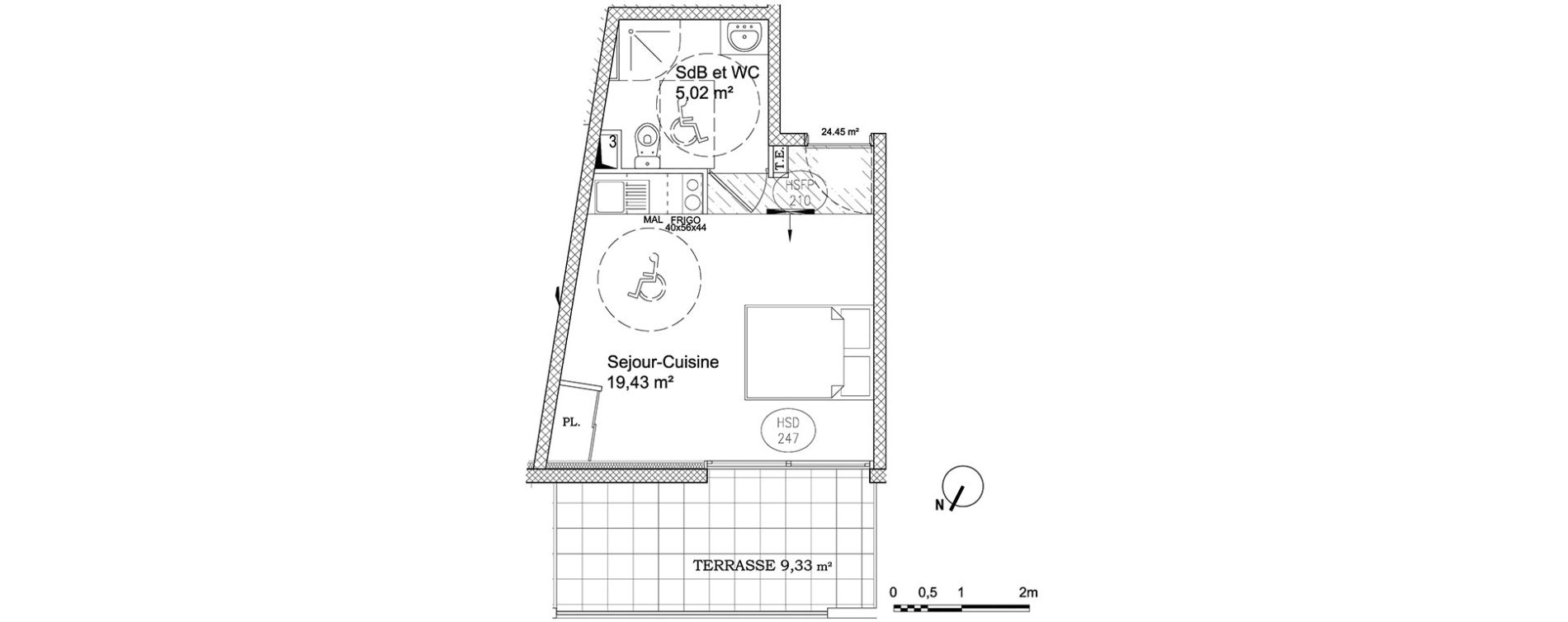 Appartement T1 de 24,45 m2 &agrave; Cagnes-Sur-Mer Centre