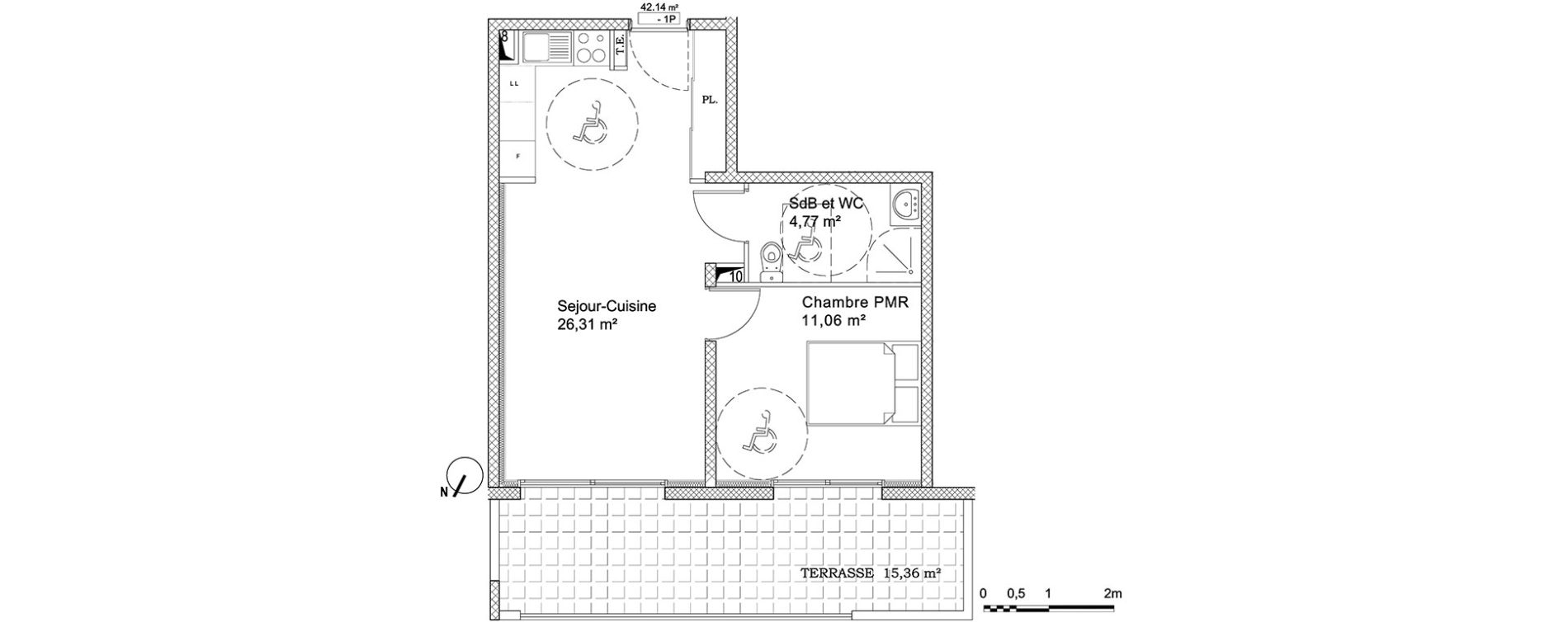 Appartement T2 de 42,14 m2 &agrave; Cagnes-Sur-Mer Centre