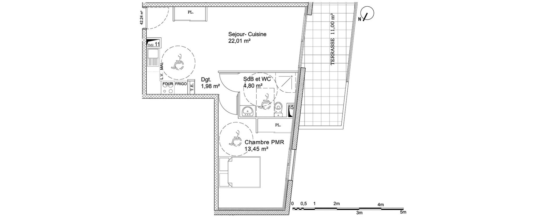 Appartement T2 de 42,24 m2 &agrave; Cagnes-Sur-Mer Centre