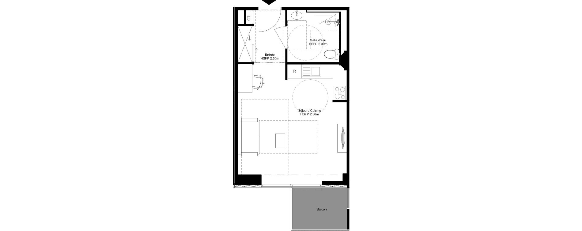 Appartement T1 bis de 31,41 m2 &agrave; Cannes Bocca nord