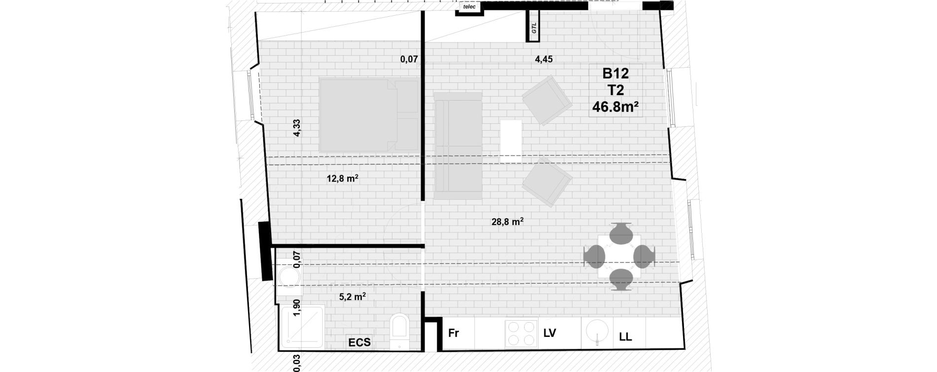 Appartement T2 de 46,80 m2 à Cannes Republique