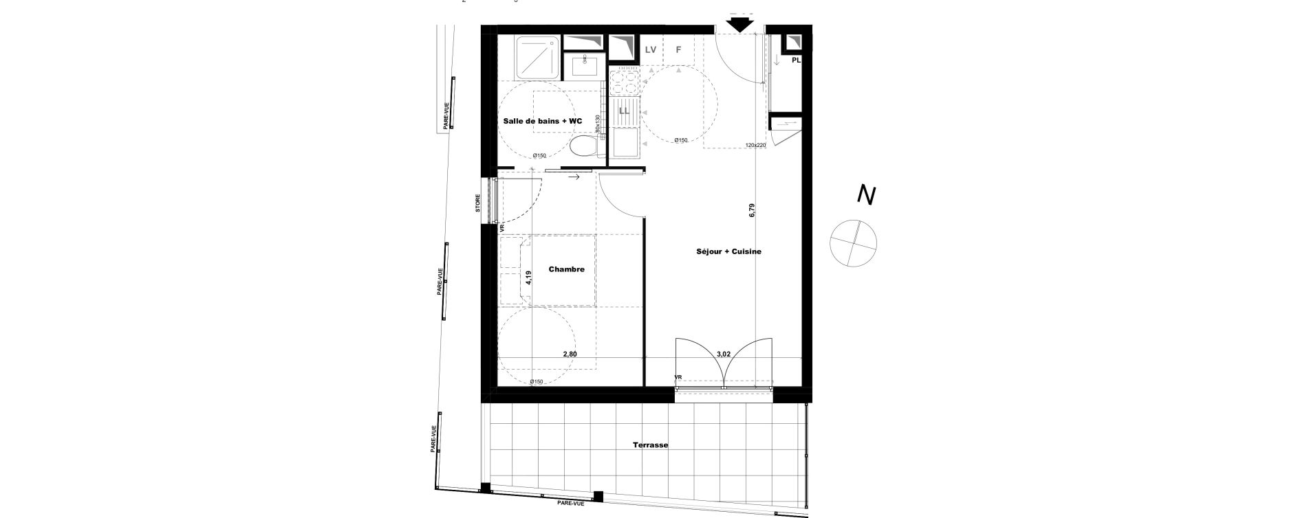 Appartement T2 de 38,30 m2 &agrave; Cannes Bocca centre