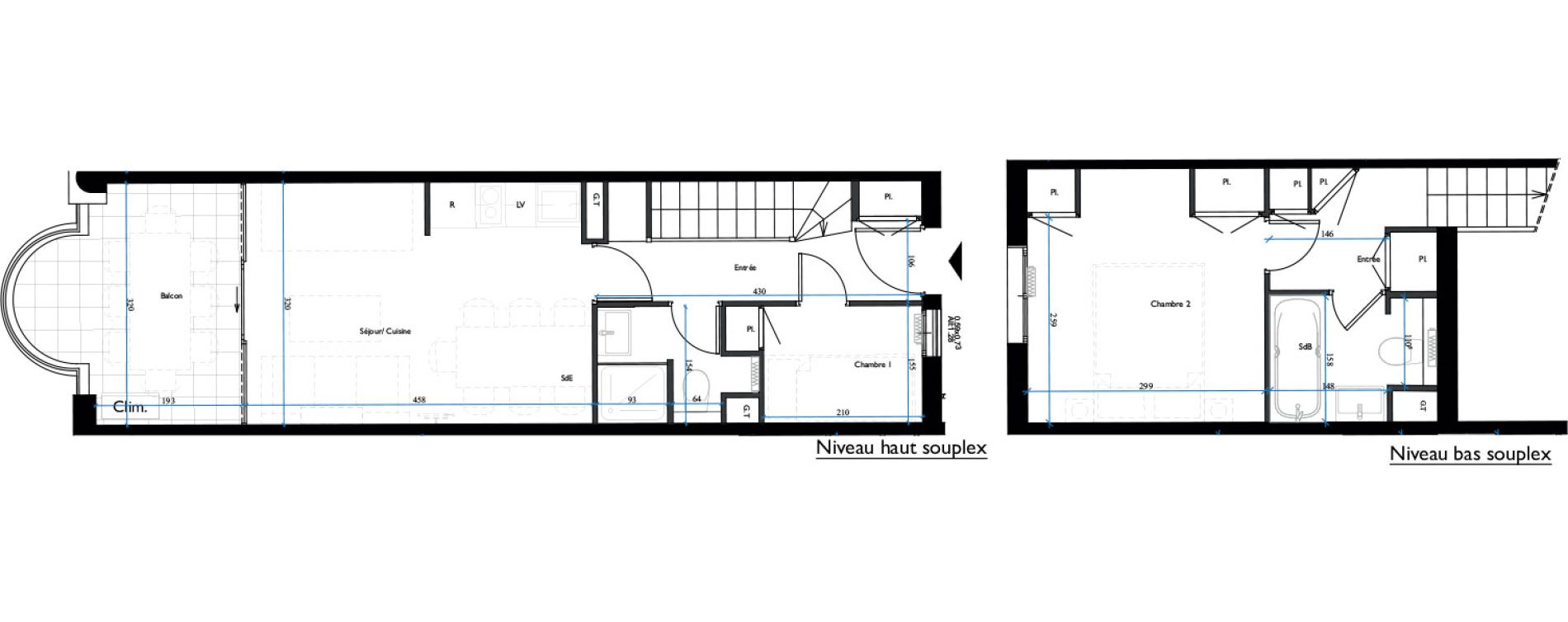 Duplex T3 de 40,00 m2 &agrave; Cannes La croix des gardes