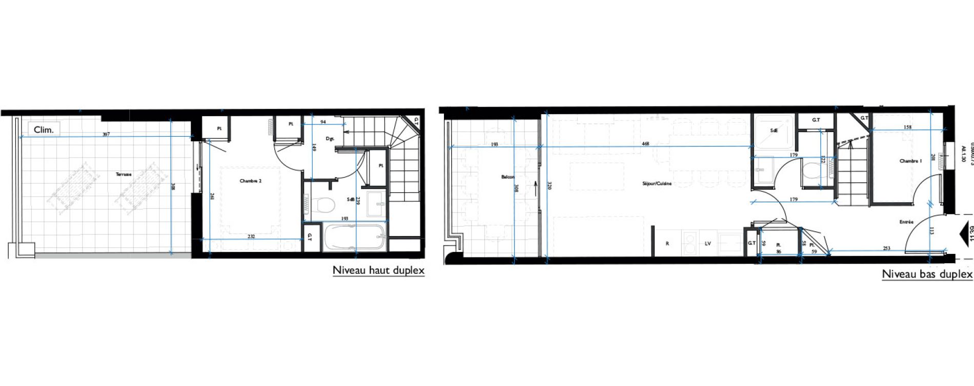 Duplex T3 de 37,55 m2 &agrave; Cannes La croix des gardes