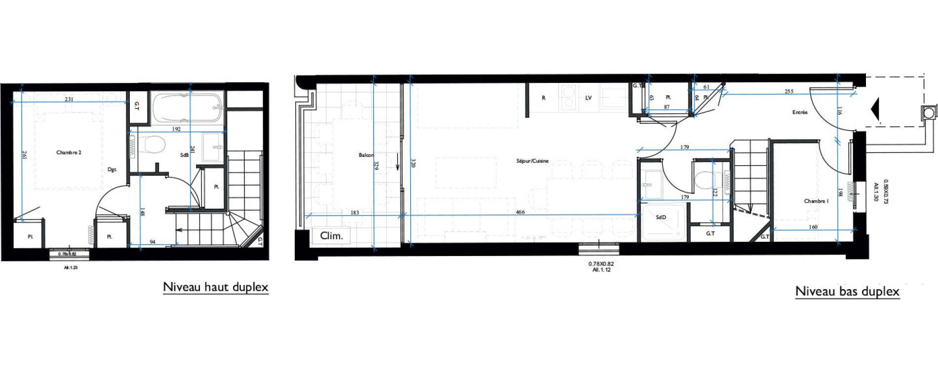 Duplex T3 de 37,57 m2 &agrave; Cannes La croix des gardes