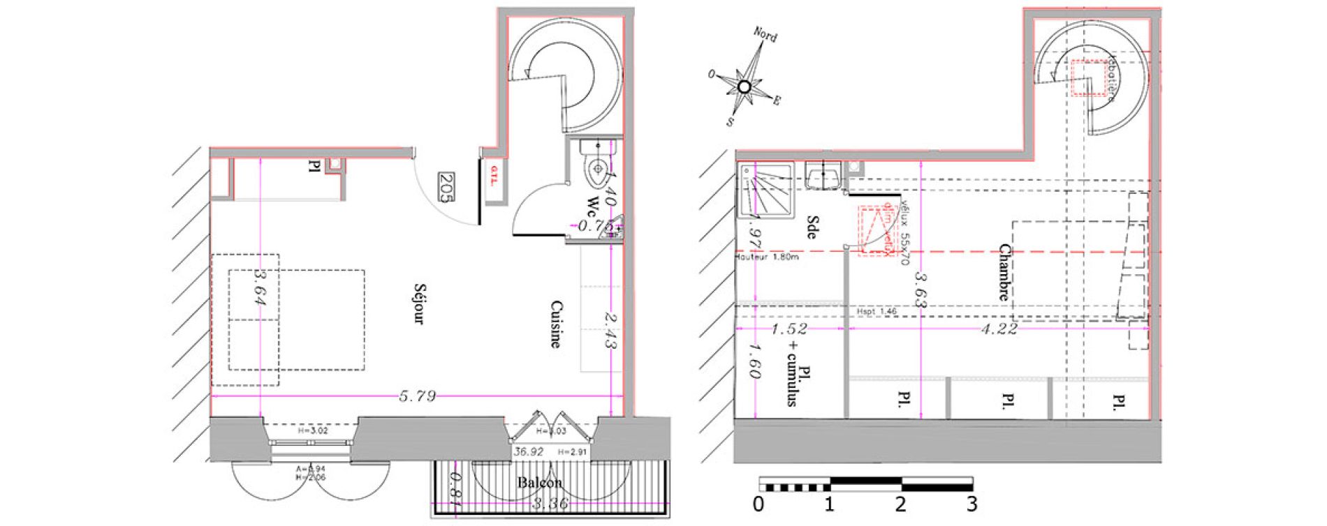 Duplex T2 de 29,90 m2 &agrave; Cannes Republique