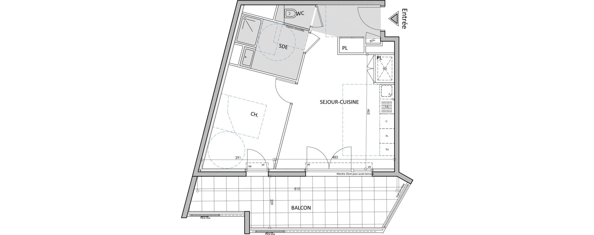 Appartement T2 de 42,62 m2 &agrave; Cap-D'Ail Centre