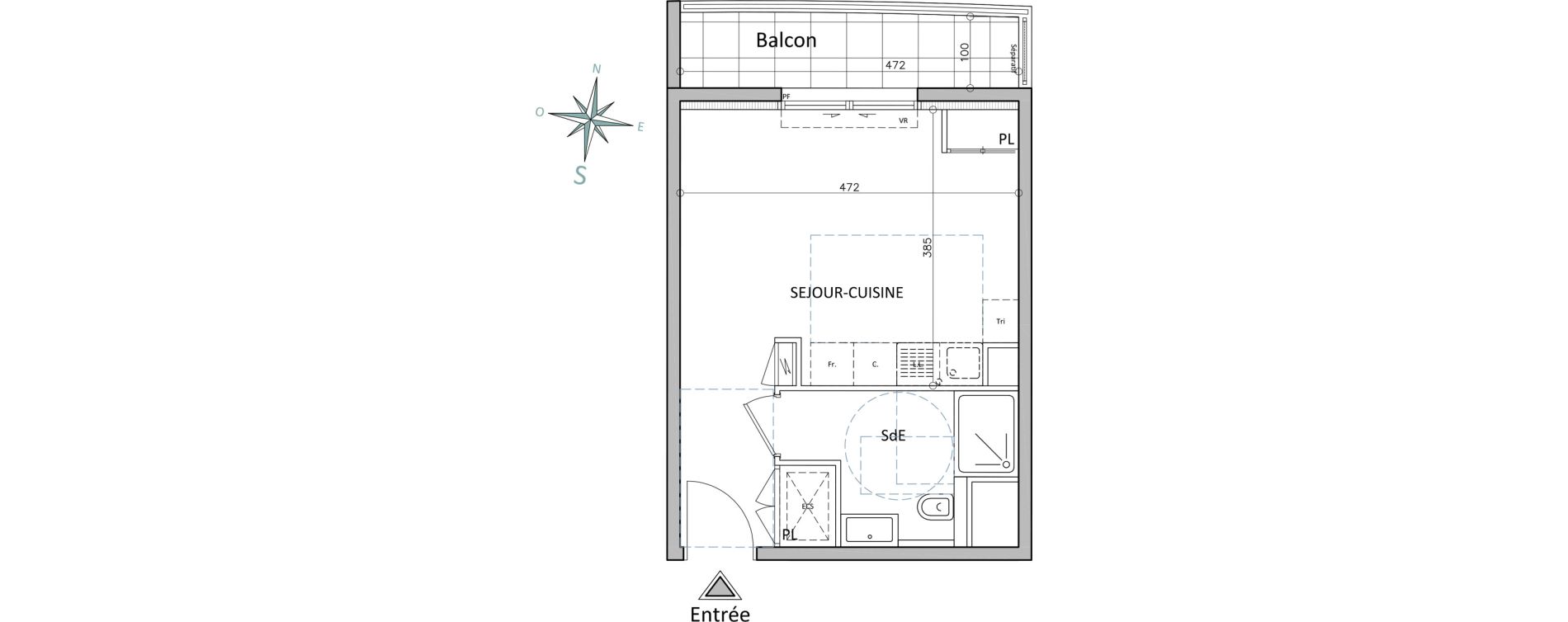 Appartement T1 de 26,96 m2 &agrave; Cap-D'Ail Centre