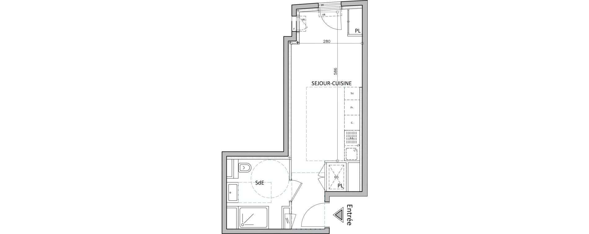 Appartement T1 de 26,23 m2 &agrave; Cap-D'Ail Centre