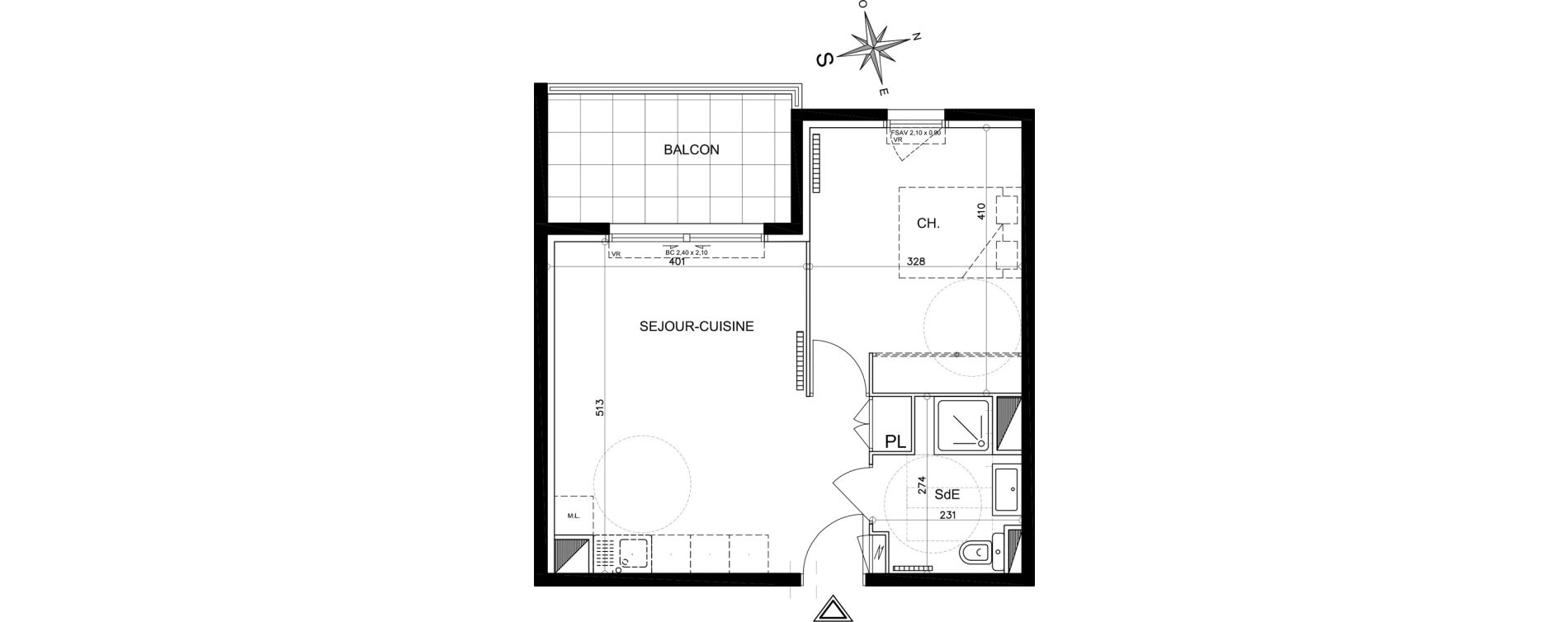 Appartement T2 de 41,00 m2 &agrave; Carros Les plans de carros