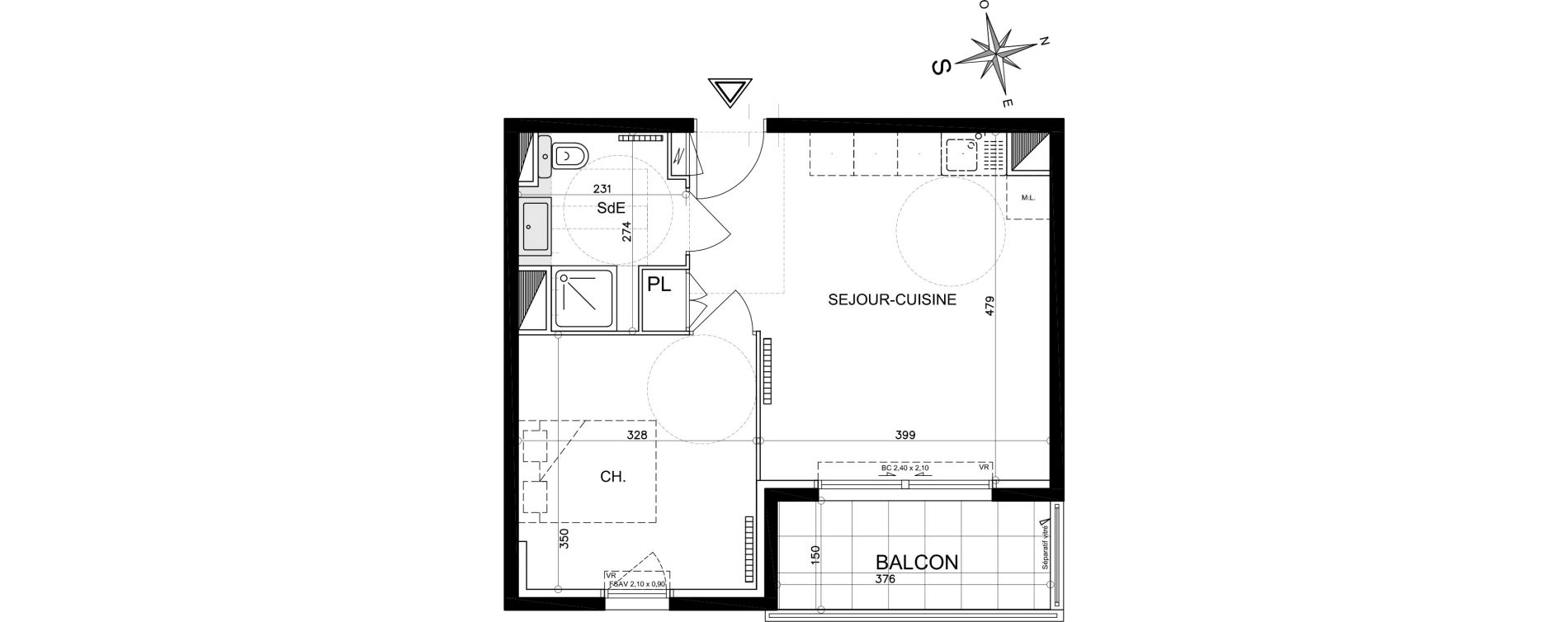Appartement T2 de 38,20 m2 &agrave; Carros Les plans de carros