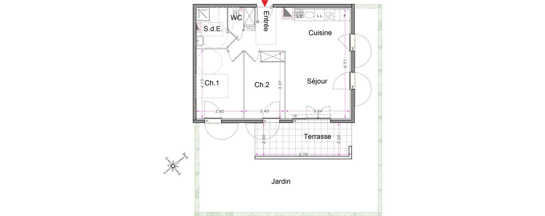 Appartement T3 de 58,55 m2 &agrave; Carros Centre