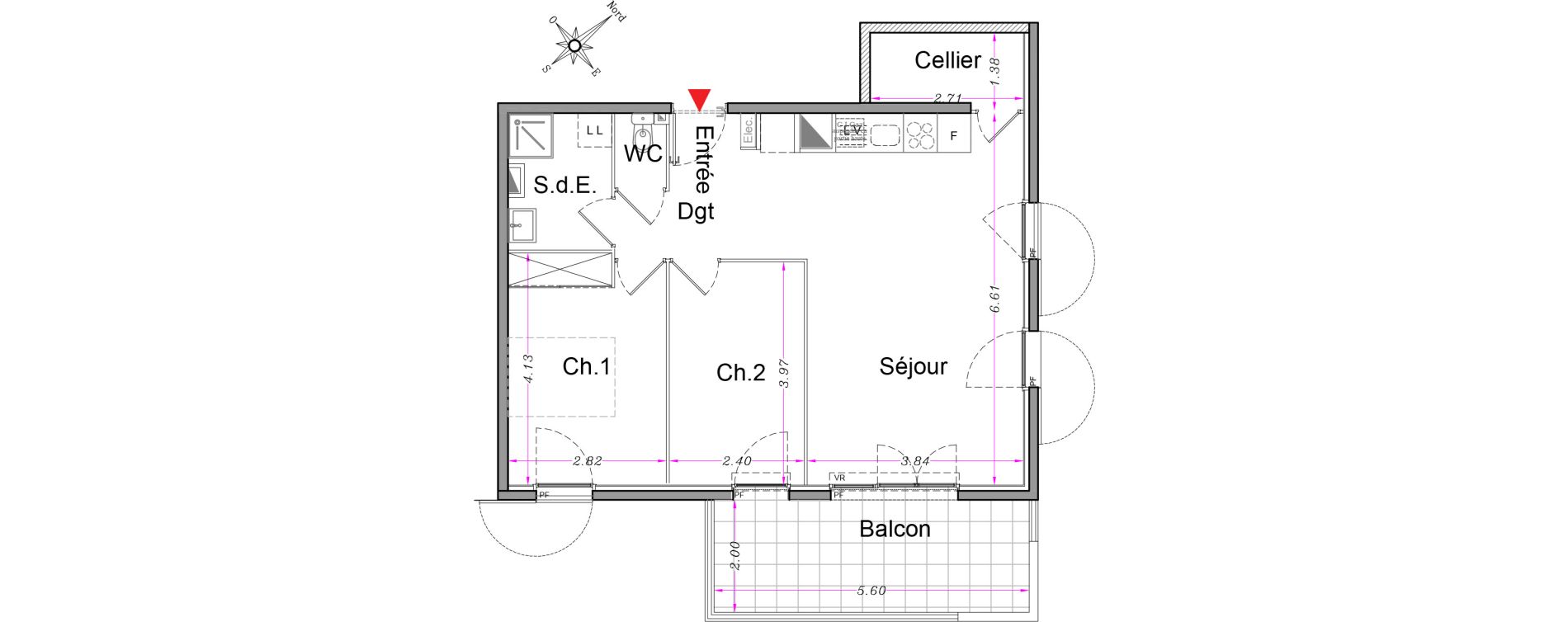 Appartement T3 de 62,45 m2 &agrave; Carros Centre
