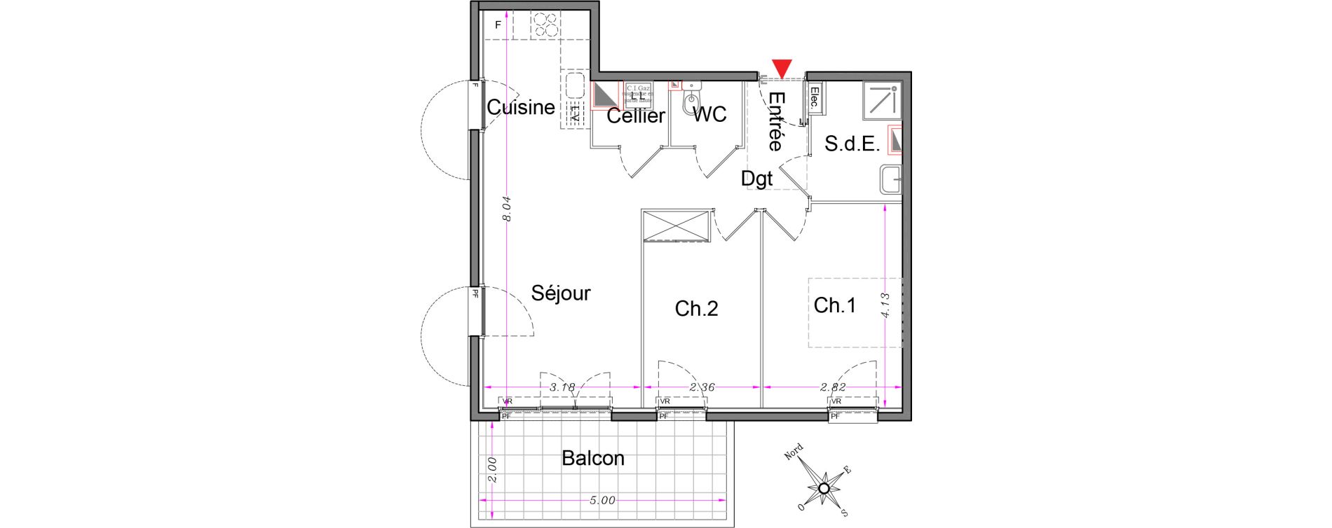Appartement T3 de 57,25 m2 &agrave; Carros Centre