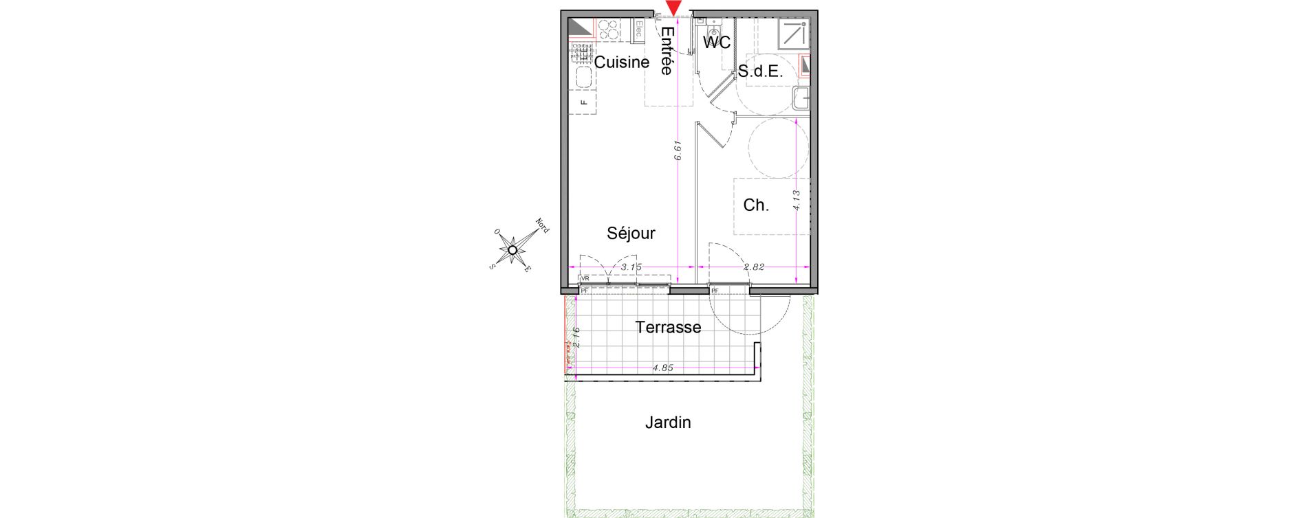 Appartement T2 de 38,50 m2 &agrave; Carros Centre