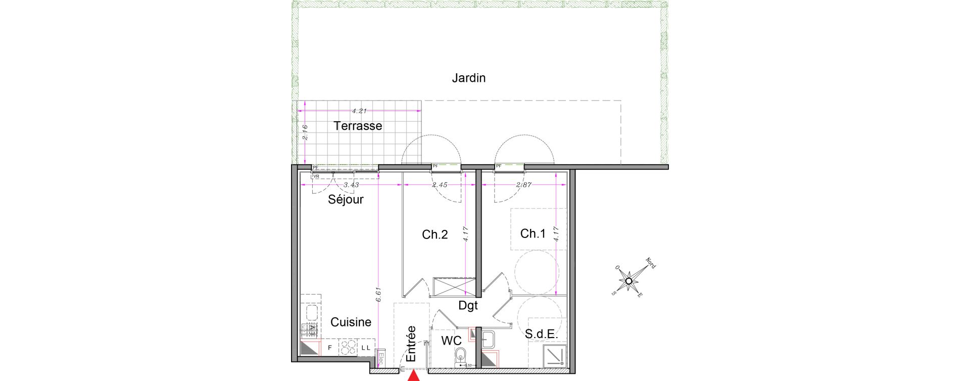 Appartement T3 de 55,80 m2 &agrave; Carros Centre