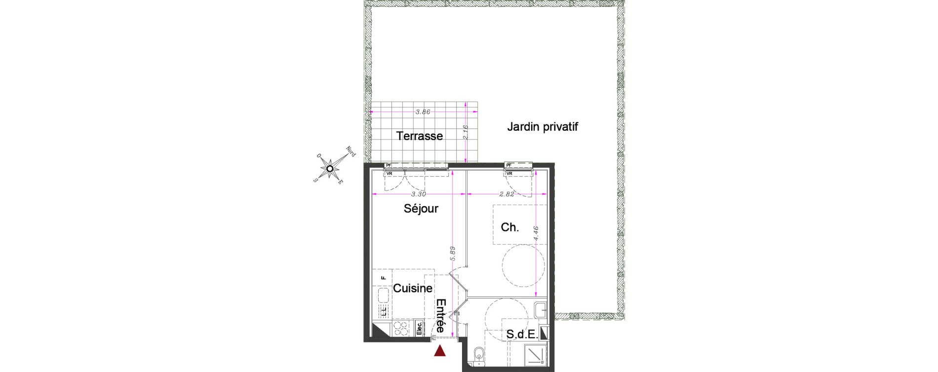 Appartement T2 de 38,10 m2 &agrave; Carros Centre