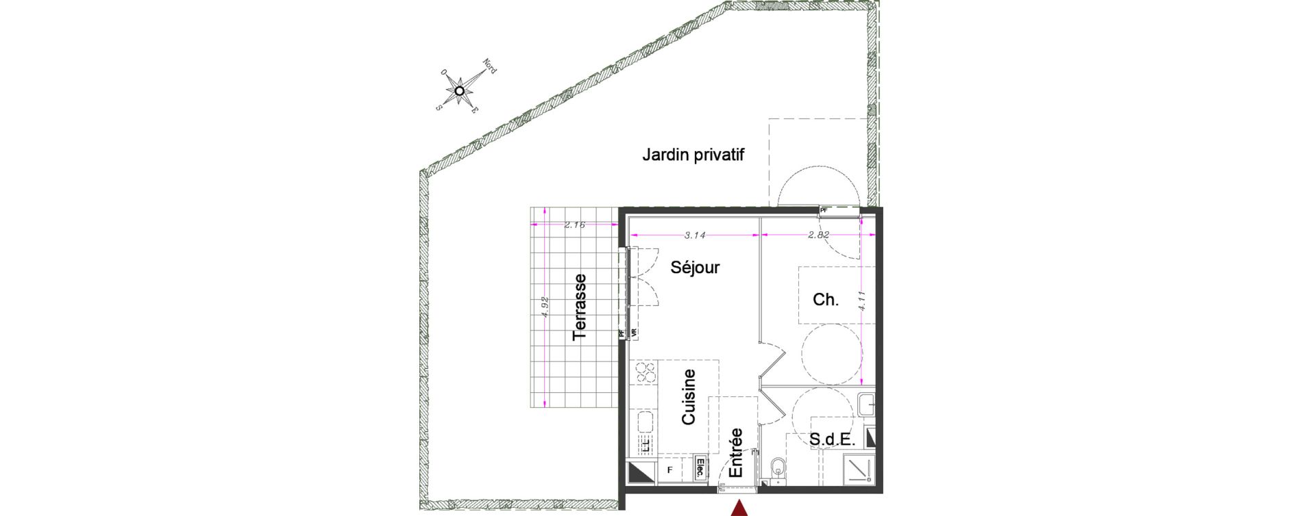 Appartement T2 de 38,40 m2 &agrave; Carros Centre