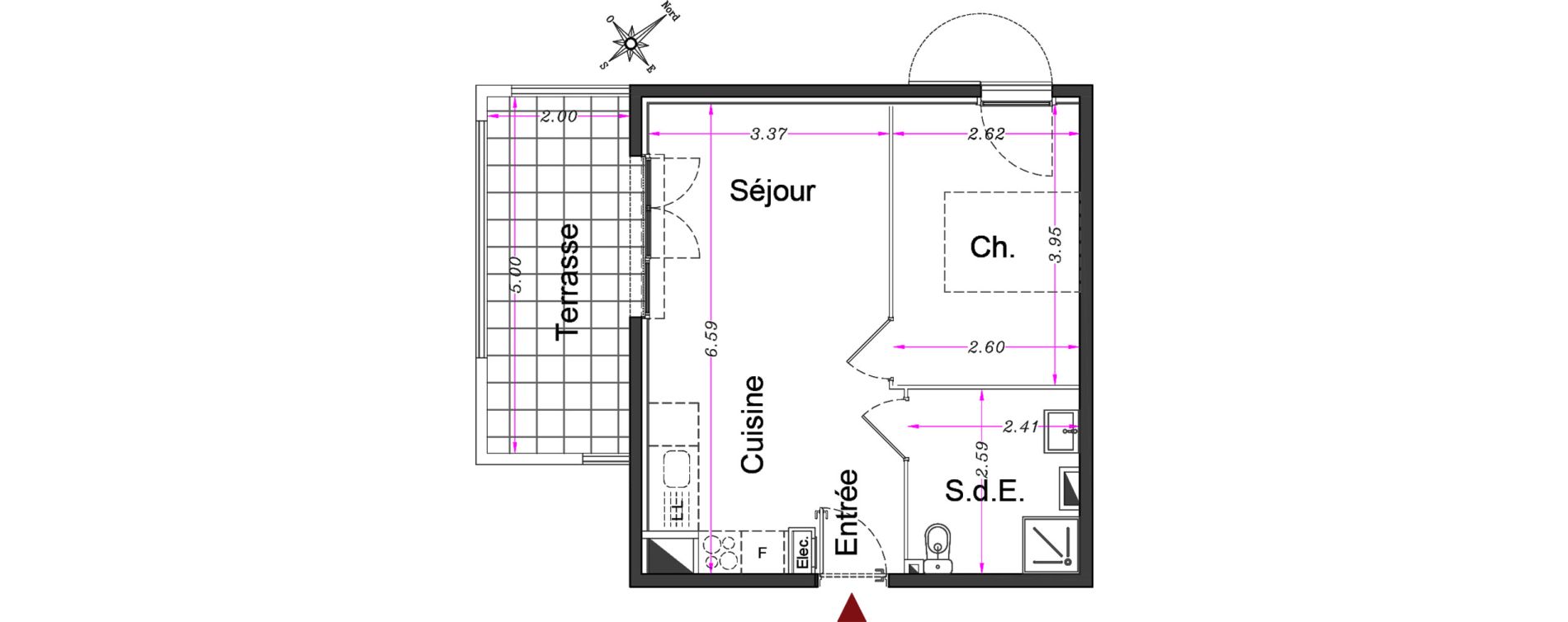 Appartement T2 de 42,50 m2 &agrave; Carros Centre