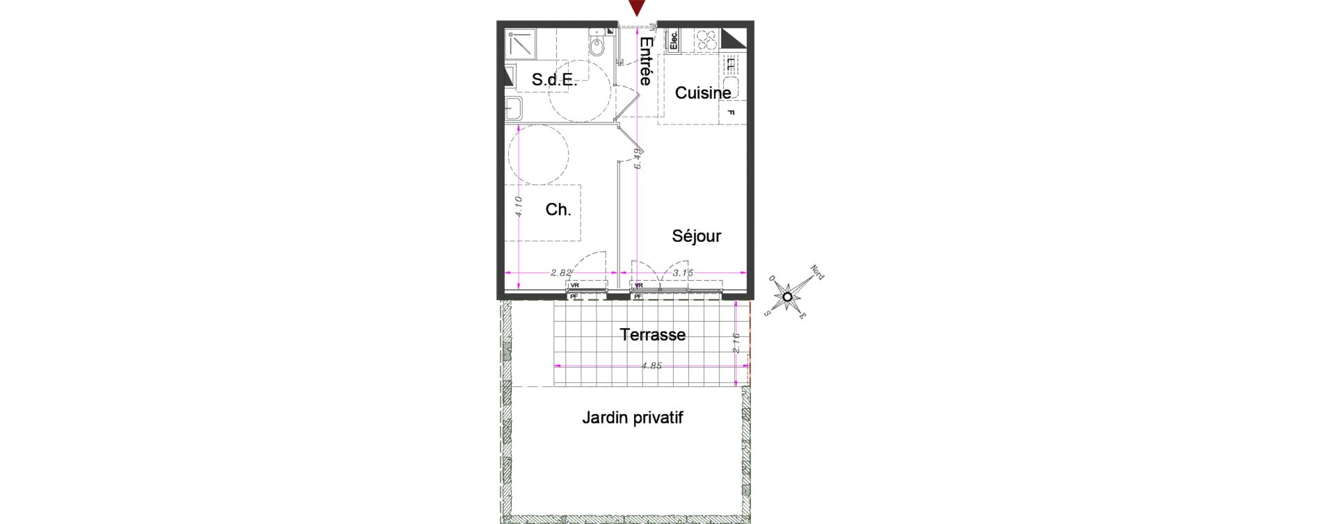 Appartement T2 de 37,85 m2 &agrave; Carros Centre