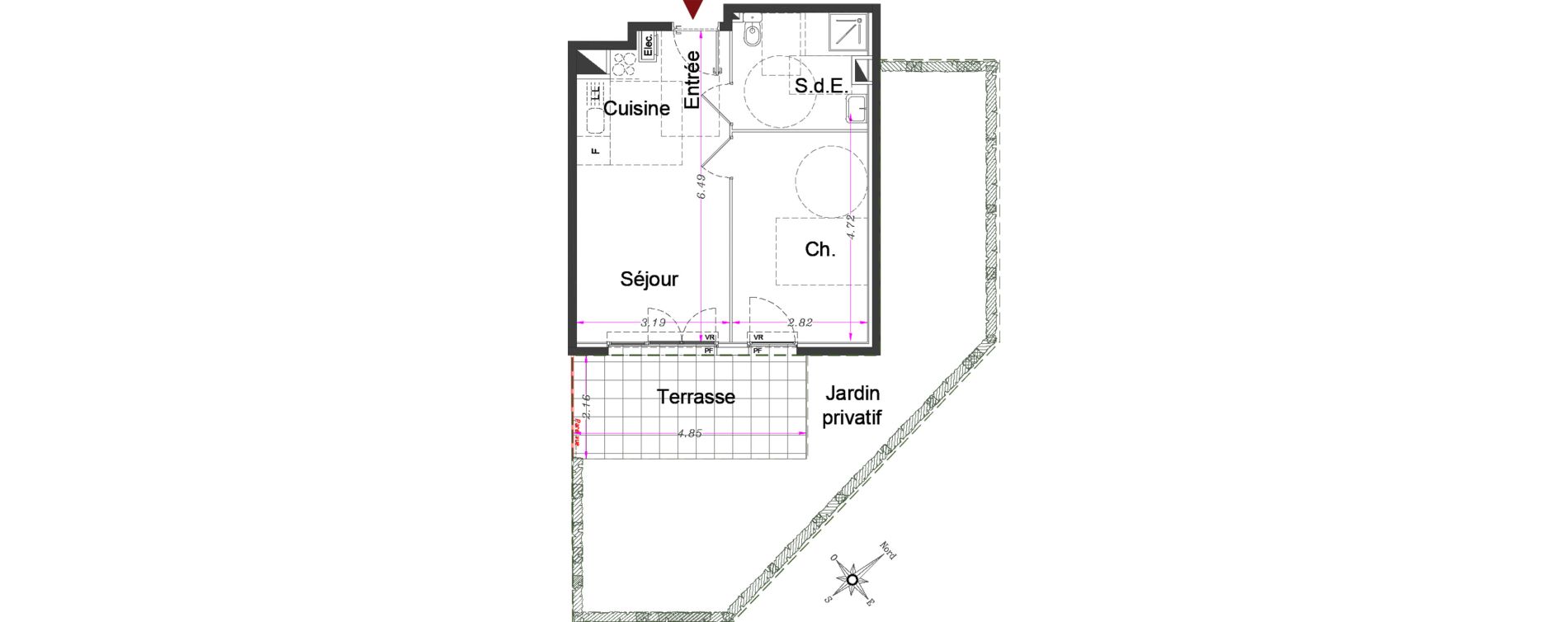 Appartement T2 de 38,60 m2 &agrave; Carros Centre