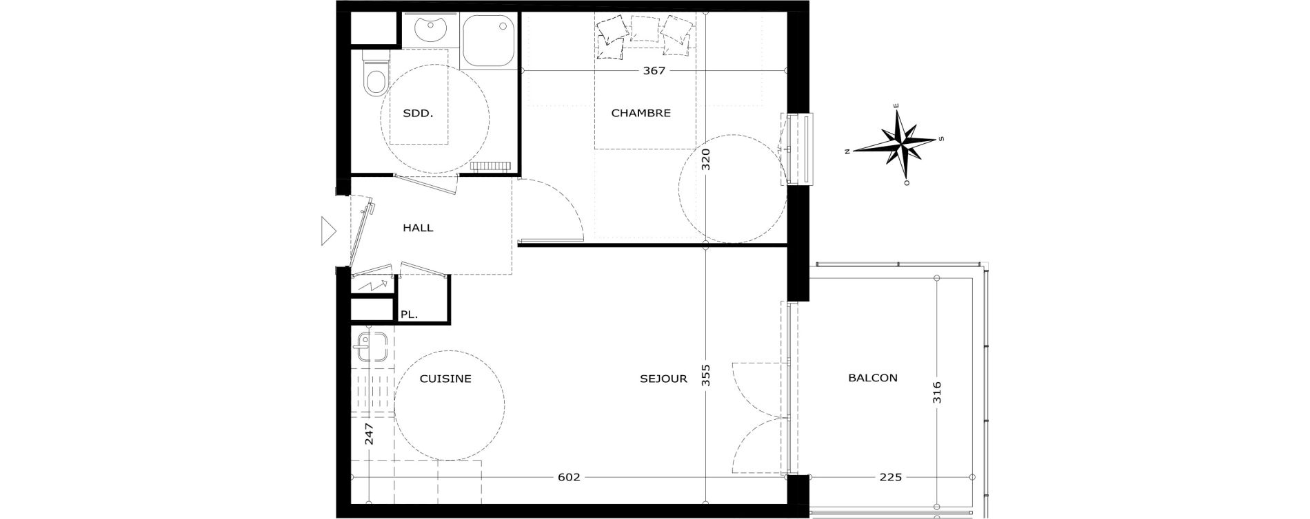 Appartement T2 de 39,60 m2 &agrave; Carros Les plans de carros