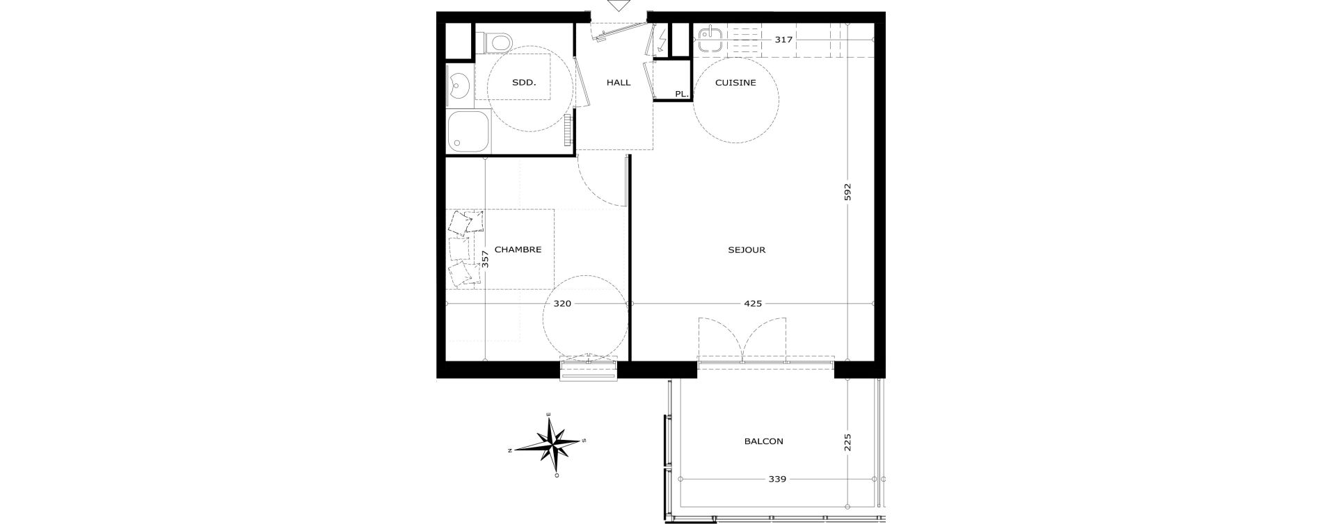 Appartement T2 de 43,10 m2 &agrave; Carros Les plans de carros