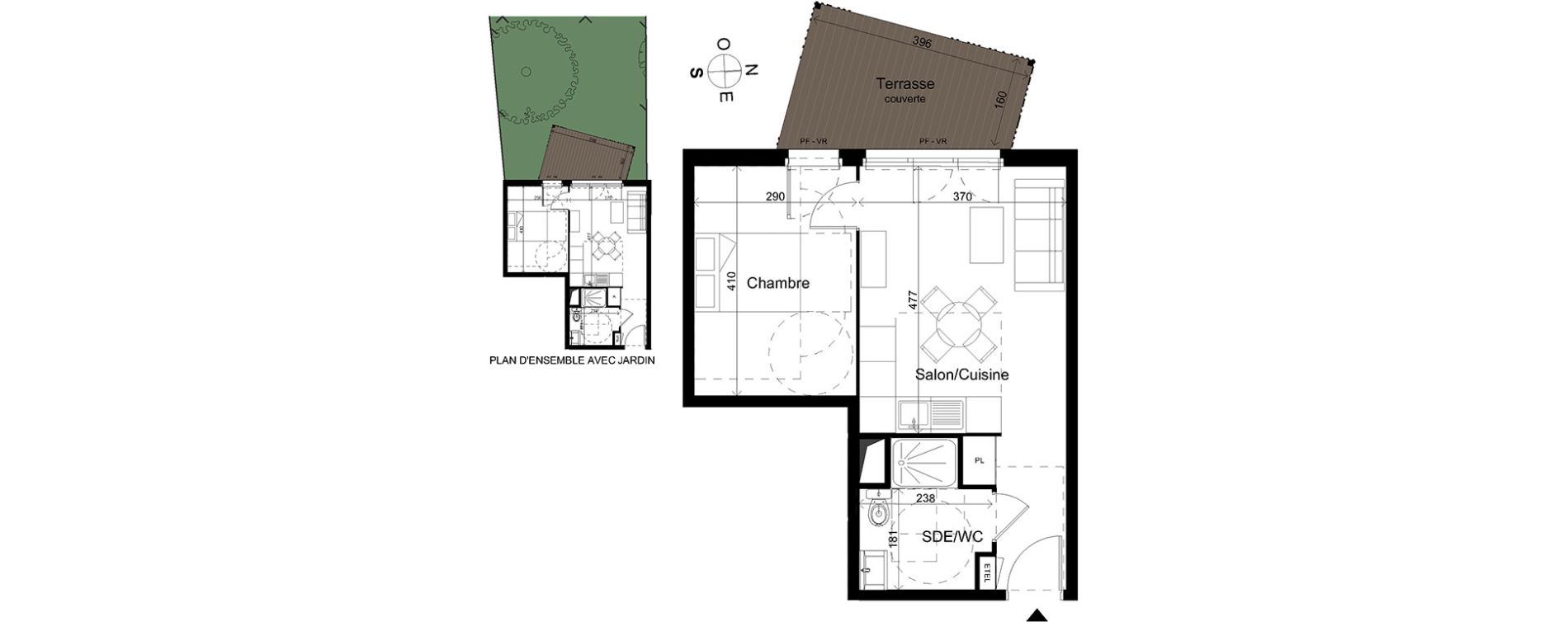 Appartement T2 de 38,77 m2 &agrave; Carros Les plans de carros