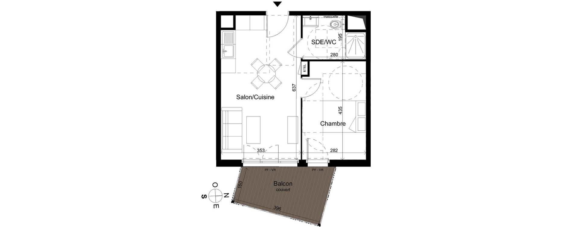 Appartement T2 de 38,89 m2 &agrave; Carros Les plans de carros