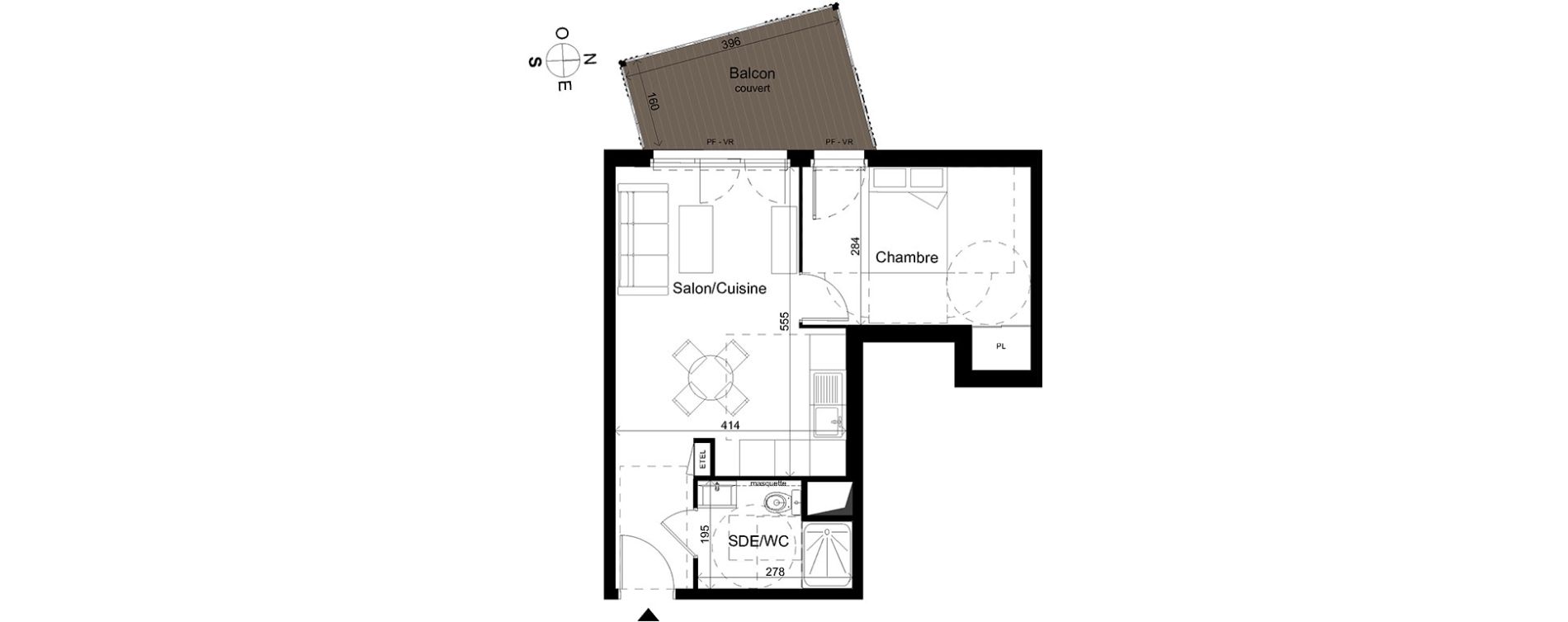 Appartement T2 de 40,38 m2 &agrave; Carros Les plans de carros