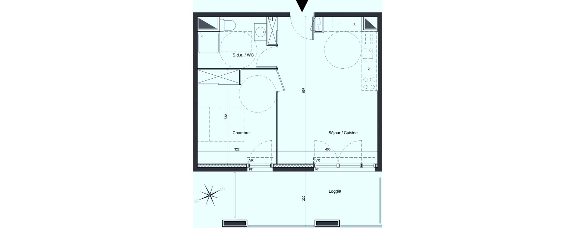 Appartement T2 de 42,00 m2 &agrave; Carros Centre
