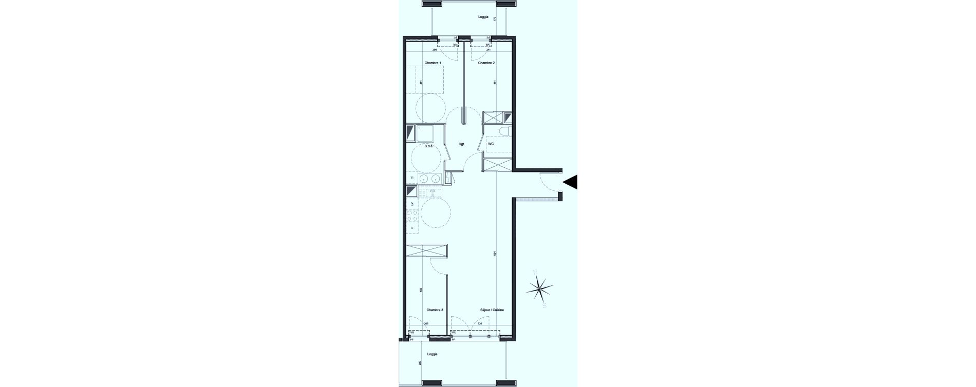 Appartement T4 de 79,60 m2 &agrave; Carros Centre