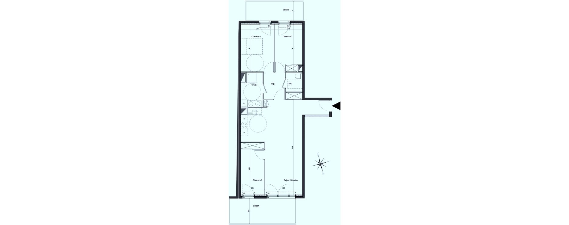Appartement T4 de 79,60 m2 &agrave; Carros Centre