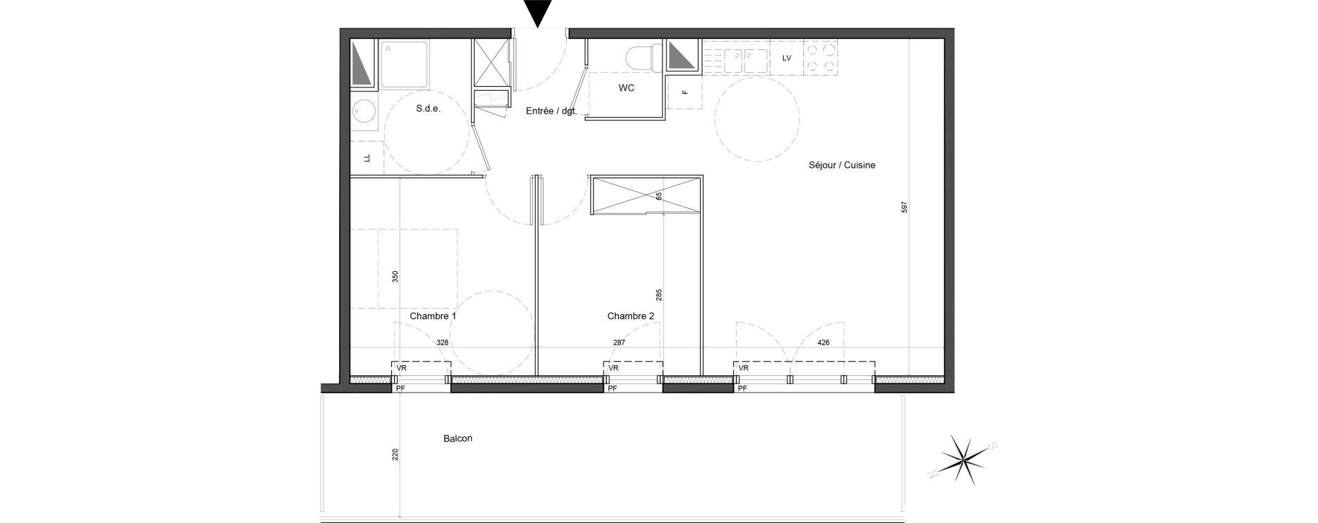 Appartement T3 de 60,60 m2 &agrave; Carros Centre